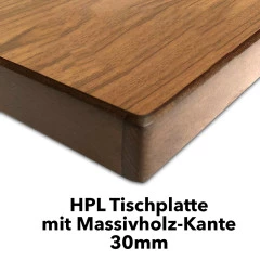 HPL Tischplatte 30mm mit Massivholz-Kante