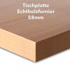 Tischplatte Buche Echtholzfurnier, 58mm stark
