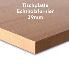 Tischplatte Buche Echtholzfurnier, 39mm stark