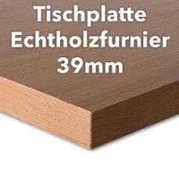 Tischplatte Buche Echtholzfurnier, 39mm stark