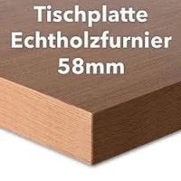 Tischplatte Buche Echtholzfurnier, 58mm stark