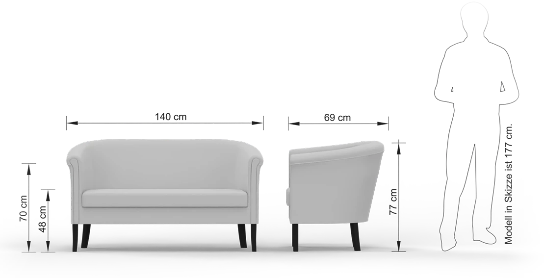 Abmessungen Loungesofa, Sofa (2-Sitzer) Blanca