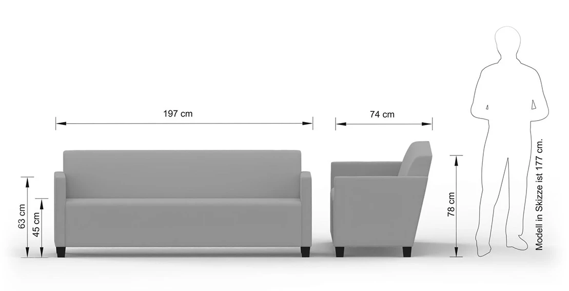 Abmessungen Sofa (3-Sitzer) Winsen