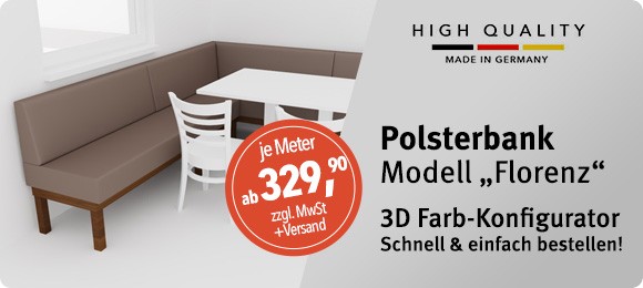 3D Konfigurator für Polsterbank FLORENZ